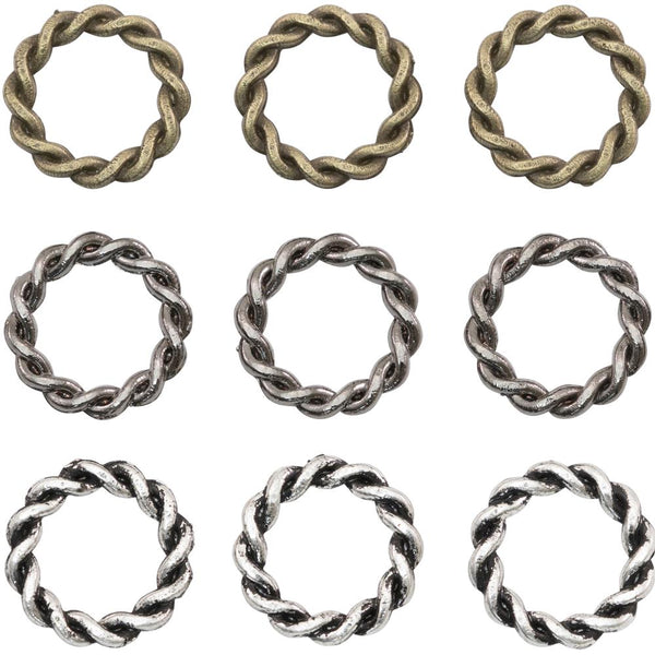 Tim Holtz Assemblage Links 9/Pkg, Braided Rings