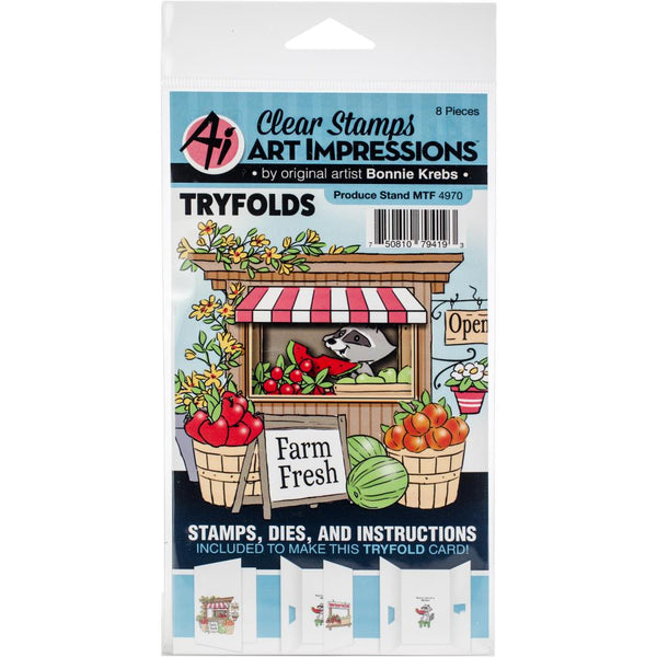 Art Impressions Mini TryFolds Stamp & Die Set, Produce Stand