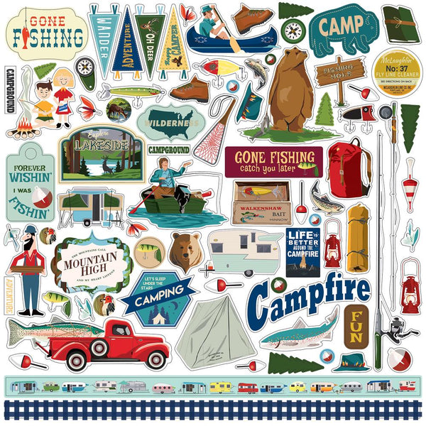 Gone Camping Cardstock Stickers 12"X12", Elements