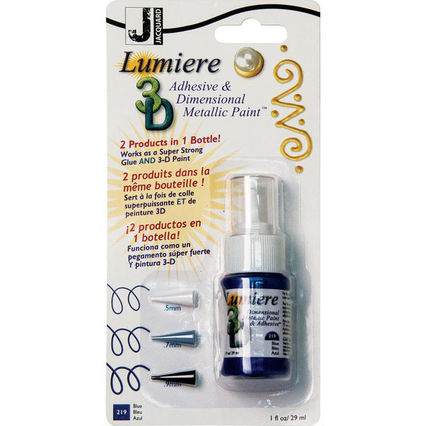 Jacquard, Lumiere 3D Adhesive & Dimensional Metallic Paint with Tips, 1oz, Blue