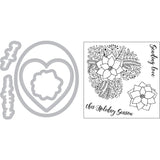 Sizzix Framelits Die & Stamp Set By Jen Long 5/Pkg, Poinsettia Wreath