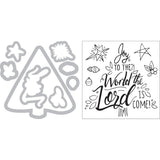 Sizzix Framelits Die & Stamp Set By Katelyn Lizardi 8/Pkg, Christmas Tree, Joy To The World