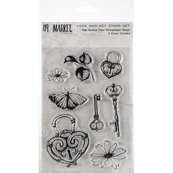49 and Market, Sweet Reflections Stamp Set, Lock & Key