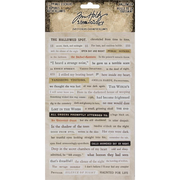 Tim Holtz Idea-Ology, Clippings Stickers 5"X9.5" 4/Pkg, Halloween (TH93719)