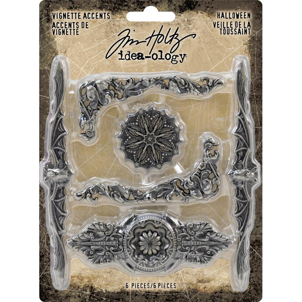 Tim Holtz Idea-Ology Metal Vignette Accents 6/Pkg,  Halloween (Retired)