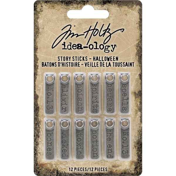 Tim Holtz, Idea-Ology Metal Story Sticks .25"X1" 12/Pkg, Halloween