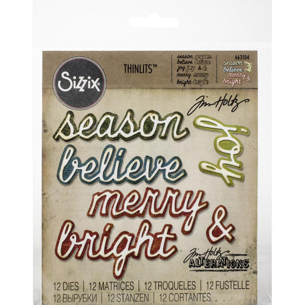 Sizzix Thinlits Dies By Tim Holtz 12/Pkg, Shadow Script Christmas