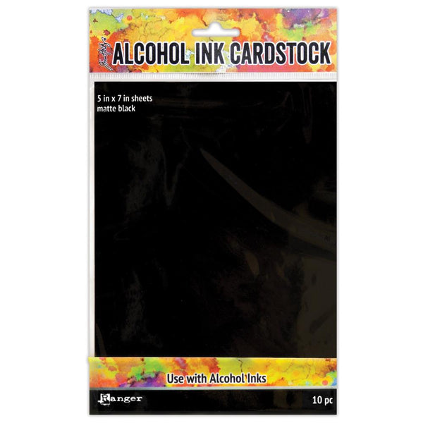 Tim Holtz Alcohol Ink Cardstock 5"X7" 10/Pkg, Black Matte