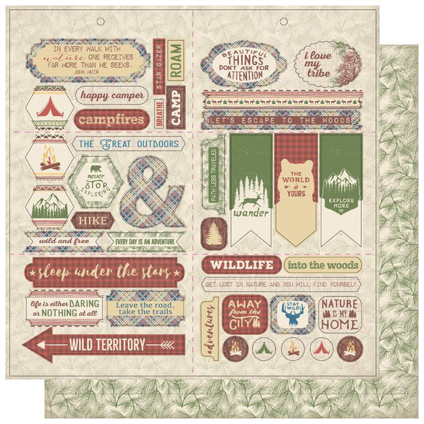 Authentique, Rustic Double-Sided Cardstock Die-Cut Sheet 12"X12", Elements