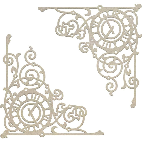 Couture Creations Gentlemans Emporium Chipboard 2/Pkg, Ticking Corner