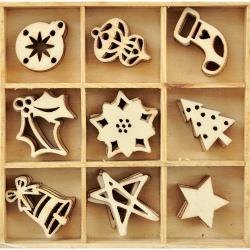 Kaisercraft, Themed Mini Wooden Flourishes 45/Pkg, Festive