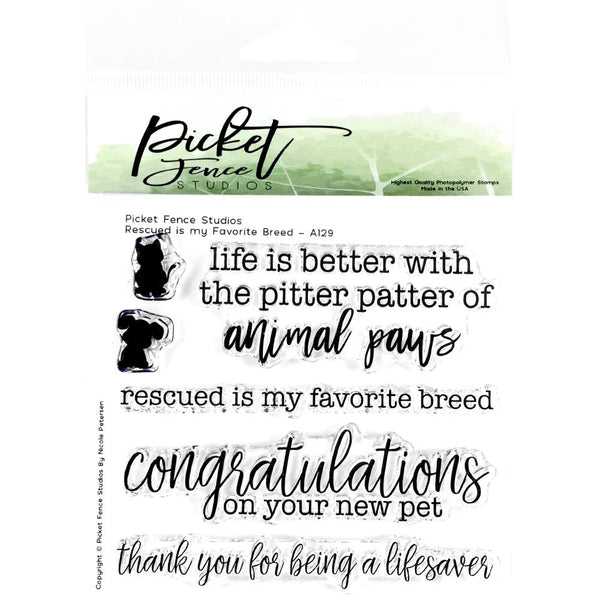Picket Fence Studios 4"X4" Stamp Set, Rescue Is My Favorite Breed