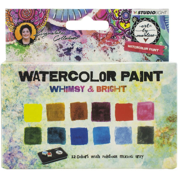 Studio Light Art By Marlene Watercolor Painting Set 12/Pkg, Whimsy & Bright W/Tray
