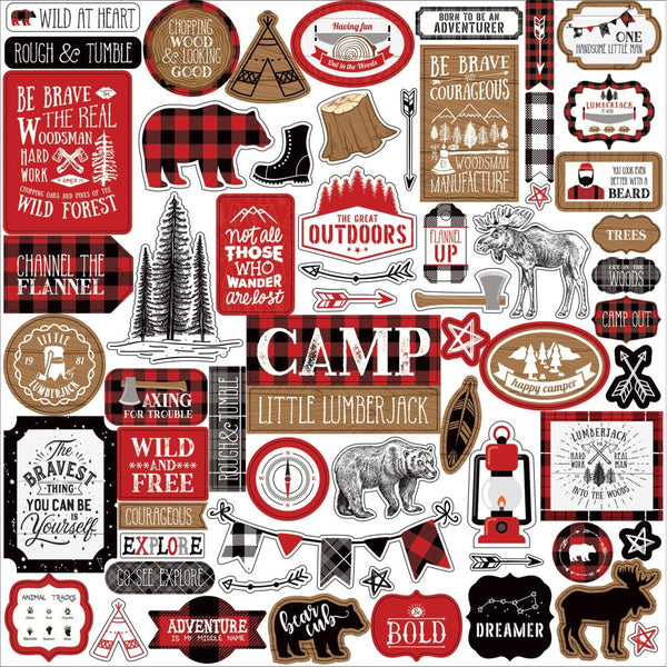 Echo Park Little Lumberjack Cardstock Stickers 12"X12", Elements