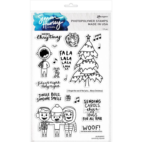 Simon Hurley create. Cling Stamps 6"X9", Caroling Squad
