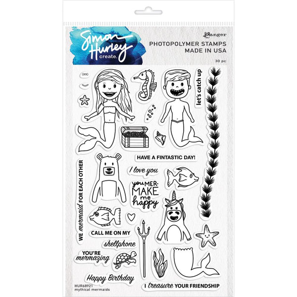 Simon Hurley create. Cling Stamps 6"X9", Mythical Mermaids