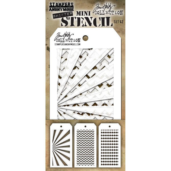 Tim Holtz Mini Layered Stencil Set 3/Pkg, Set #42