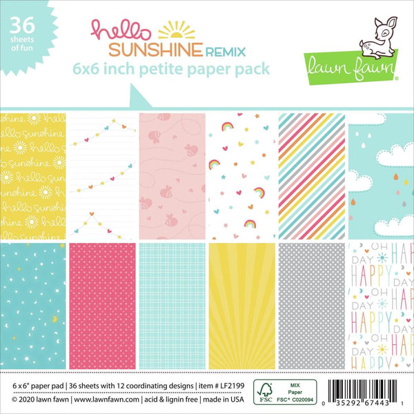 Lawn Fawn Single-Sided Petite Paper Pack 6"X6" 36/Pkg, Hello Sunshine Remix, 12 Designs/3 Each