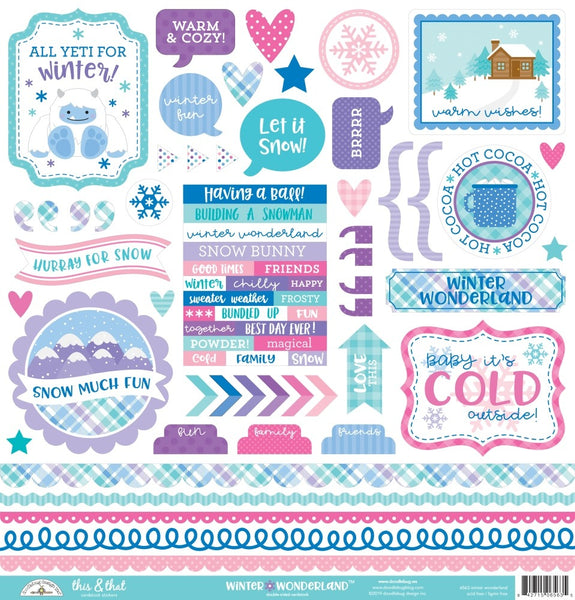 Doodlebug Design, This & That Cardstock Stickers 12"X12", Winter Wonderland