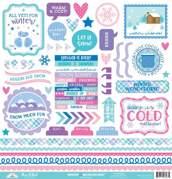 Doodlebug Design, This & That Cardstock Stickers 12"X12", Winter Wonderland This & That
