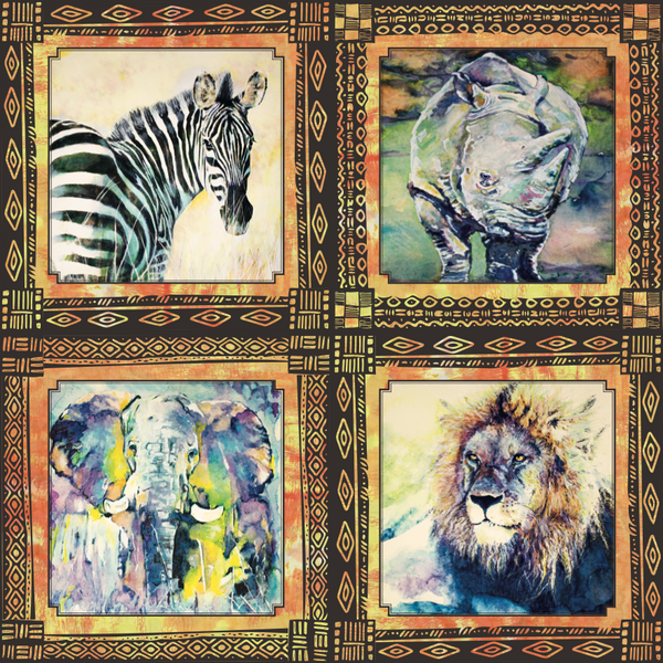 African Safari, 12"x12" Cardstock, Four Animals