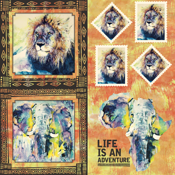 African Safari, 12"x12" Cardstock, Animal Shapes