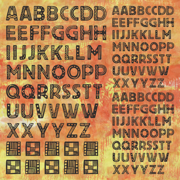 African Safari, 12"x12" Cardstock, Alphabet Coloured