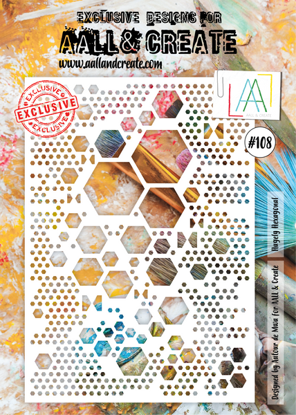 AALL & Create, A4 Stencil, #108, Hugely Hexagonal, Designed by Autour de Mwa