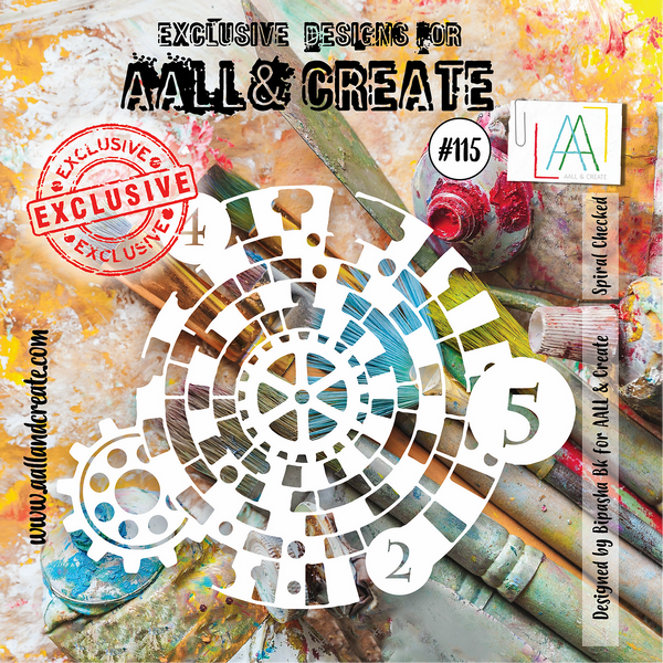 AALL & Create, 6"x6" Stencil, #115, Spiral Checked