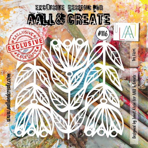 AALL & Create, 6"x6" Stencil, #116, Tre Fiori