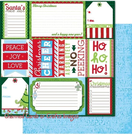 Bo Bunny, Mistletoe Double-Sided Cardstock 12"X12", Mistletoe Santa's List