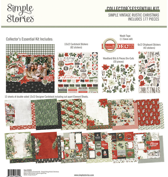 Simple Stories 12x12 Collector's Essential Kit, Simple Vintage Rustic Christmas