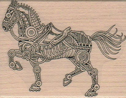 Wooden Stamp, Steampunk Horse