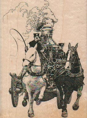 Wooden Stamp, Vintage Fire Engine
