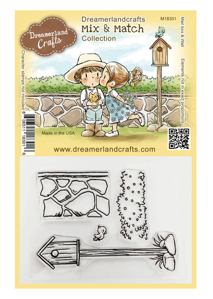 Dreamerland Crafts, Mix & Match Collection, Clear Stamps, Mail Box & Wall