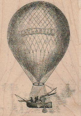 Wooden Stamp, Steampunk Balloon