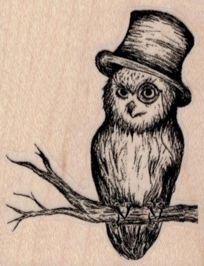 Wooden Stamp, Owl in Hat