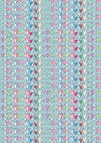 ZinskiArt, 12"x12" Cardstock, Blue Hearts Pattern