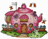 Riley & Company, Rubber Stamps & Dies Combo, Mushroom Lane - Teapot House 1