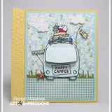 Art Impressions, Mini TryFolds Clear Stamp & Die Set, Happy Camper