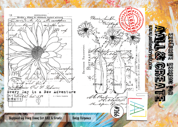 AALL & Create, #266, Daisy Elegance, Clear Stamps, Designed by Tracy Evans