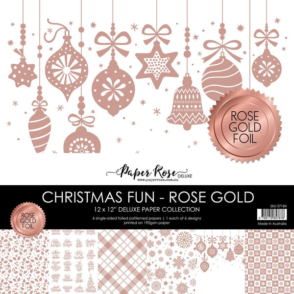 Paper Rose, 12"X12" Deluxe Paper Collection, Christmas Fun, Rose Gold (27184)