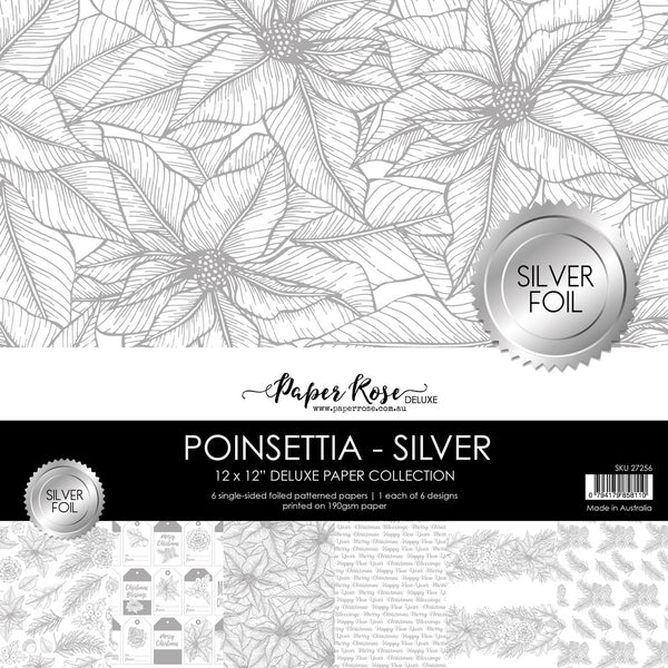 Paper Rose, 12"X12" Deluxe Paper Collection, Poinsettia, Silver Foil (27256)