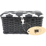Sewing Basket Rectangle 7.5"X4.5"X3.25", Black & White Lid