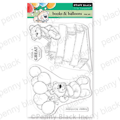 Penny Black Clear Stamps, 4"x6", Books & Balloons