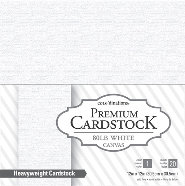 Core'dinations 12"x12" Cardstock, 80lb, White Canvas