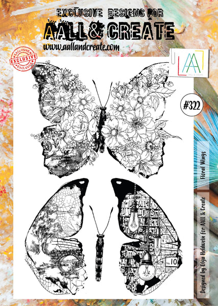 AALL & Create, #322, Floral Wings, Clear Stamps, Designed by Olga Heldwein