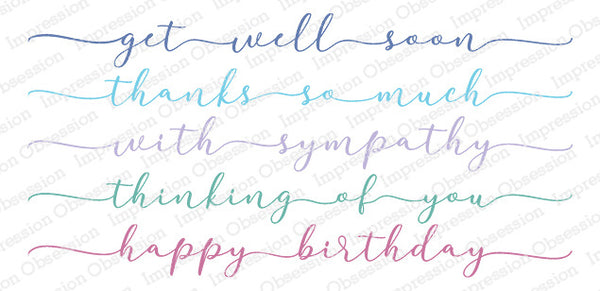 Impression Obsession, Slim Sentiments, Everyday Sentiment Set, Cling Stamps