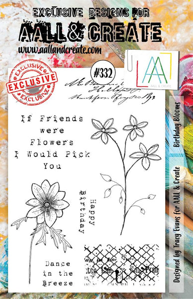 AALL & Create, Birthday Blooms, A5 Clear Stamp Set, #332