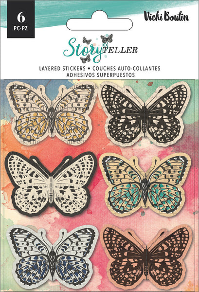 Vicki Boutin Storyteller Layered Stickers 6/Pkg, Vellum Butterflies